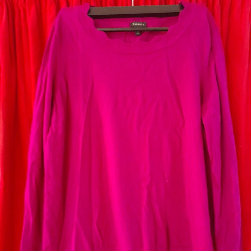 Talbots Perfect Merino Wool Sweater XL Fusia/Magenta